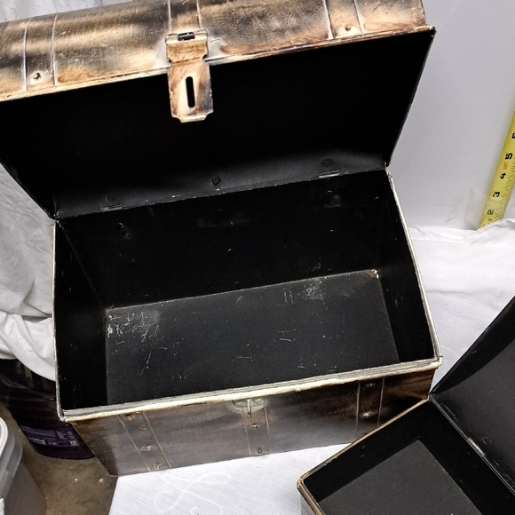 Set of Three Rustic Metal Chests - Picture 4 of 7